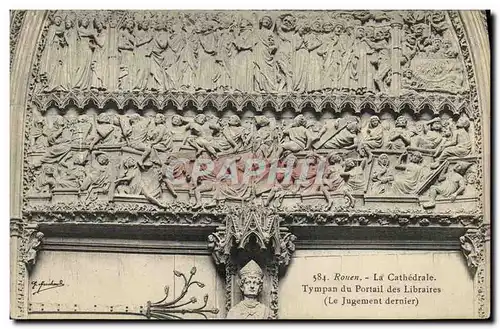 Cartes postales Rouen La Cathedrale Tympan du Portail des Libraires Le jugement dernier