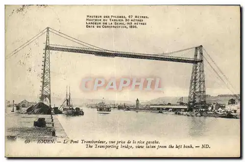 Cartes postales Rouen Le Pont Transbordeur Vue Prise de la Rive Gauche