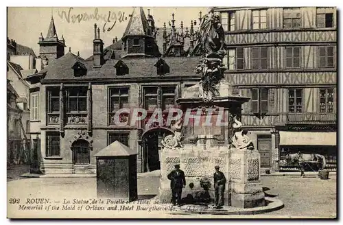 Cartes postales Rouen La Statue de la Pucelle et L Hotel de Bourgtheroulde