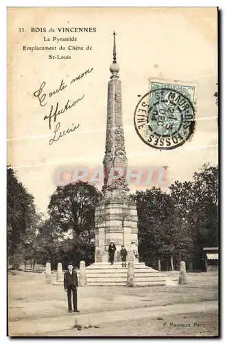 Cartes postales Vincennes Bois La pyramide Emplacement du chene de St Louis