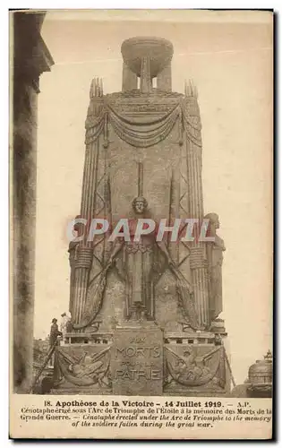 Ansichtskarte AK Paris L Arc de Triomphe de L Etoile 14 juillet 1919 Cenotaphe erige sous l arc de triomphe