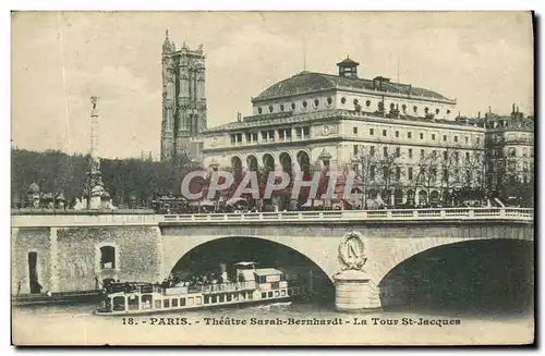 Cartes postales Paris Theatre Sarah Bernhardt La Tour St Jacques