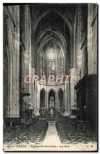 Cartes postales Paris Eglise St Gervais La nef