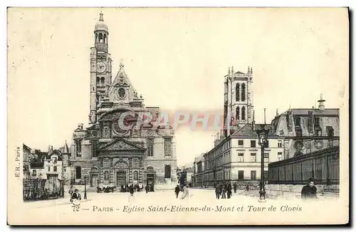 Cartes postales Paris Eglise Saint Etienne du Mont et Tour de Clovis