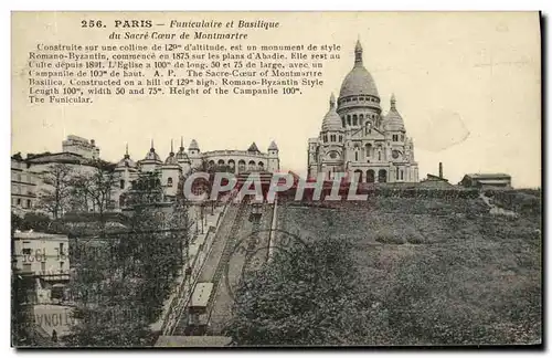 Cartes postales Paris Funiculaire et Basilique Du Sacre Coeur de Montmartre