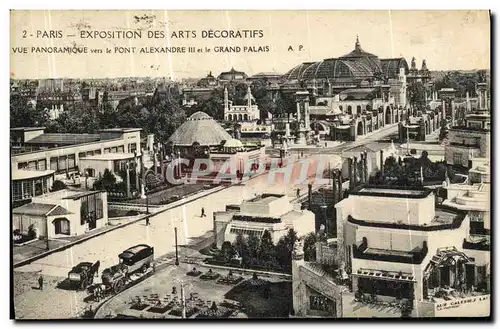 Cartes postales Paris Exposition Des Arts Decoratifs Vue panoramique vers le pont Alexandre III et le grand pala