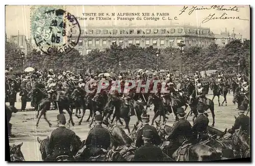 Cartes postales Paris Visite De Alphonse XIII Place de l Etoile Passage du cortege Roi d Espagne