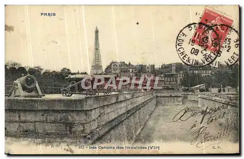 Cartes postales Paris Les canons des Invalides Tour Eiffel