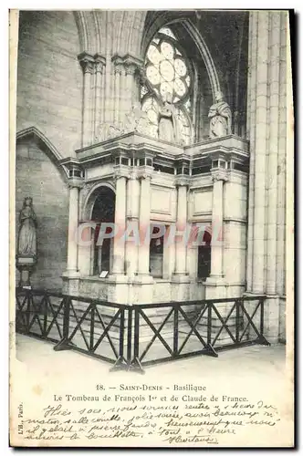 Cartes postales Saint Denis Basilique Le Tombeau de Francois 1er et de Claude de France