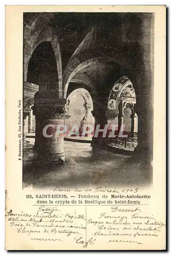Cartes postales Saint Denis Tombeau de Marie Antoinette dans la Crypte de la Basilique