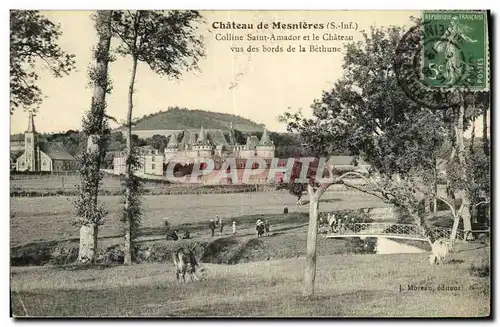 Cartes postales Chateau de Mesnieres Colline Saint Amador et le chateau vu des bords de la Bethune