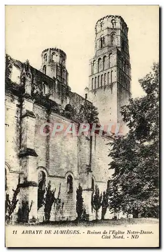 Cartes postales Abbaye de Jumieges Ruines de l Eglise Notre Dame Cote Nord