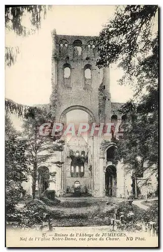 Cartes postales Ruines de l Abbaye de Jumieges Nef de l eglise Notre Dame vue prise du choeur