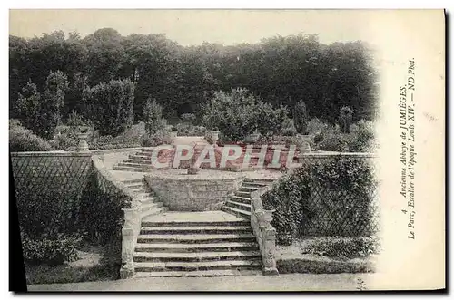 Cartes postales Ancienne Abbaye de Jumieges Le parc escalier de l epoque Louis XIV