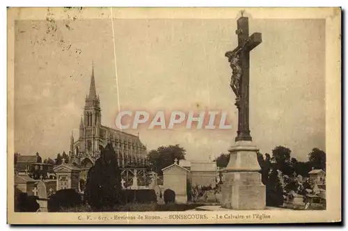 Cartes postales Bonsecours Le Calvaire et l Eglise