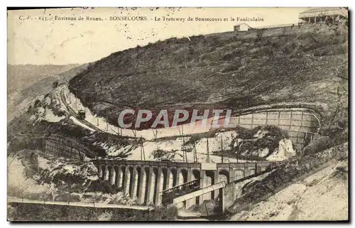 Ansichtskarte AK Bonsecours Le Tramway de Bonsecours et le Funiculaire Environs de Rouen