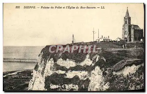 Cartes postales Dieppe Falaise du Pollet et l Eglise du Bon Secours