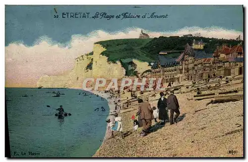 Ansichtskarte AK Etretat La Plage et Falaise d Amont