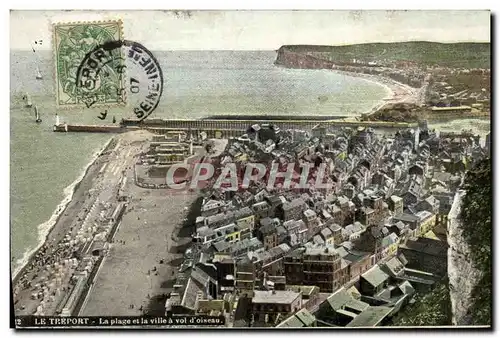 Cartes postales Le Treport La Plage et la Ville a Vol d oiseau