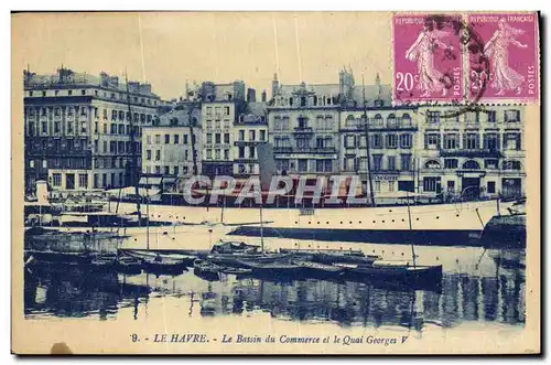 Cartes postales Le Havre Le Bassin du Commerce et le Quai Georges V Bateau