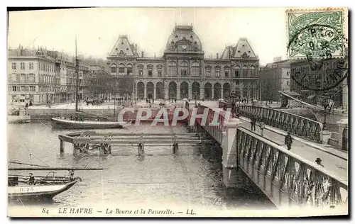 Ansichtskarte AK Le Havre La Bourse et la Passerelle Bateaux