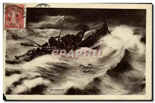 Cartes postales Le Havre Canot de sauvetage en peril Bateau