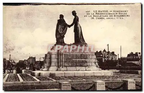 Cartes postales Le Havre Monument De La Reconnaissance belge et le boulevard de Strasbourg