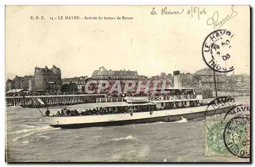 Cartes postales Le Havre Arrivee du Bateau de Rouen