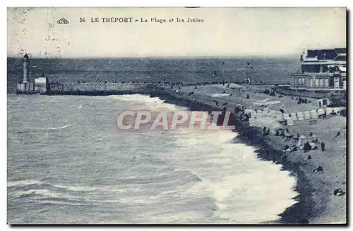 Cartes postales Le Treport La Plage et les Jetees