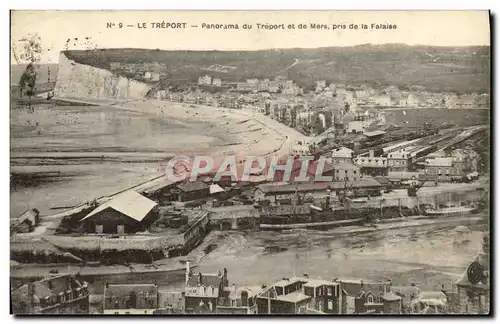 Cartes postales Le Treport Panorama du Treport et de Mers Pris de la Falaise Bateau