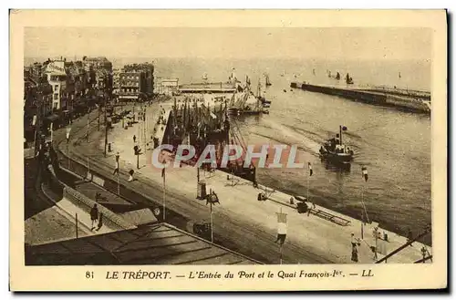 Cartes postales Le Treport L Entree du Port et le Quai Francois 1er Bateaux