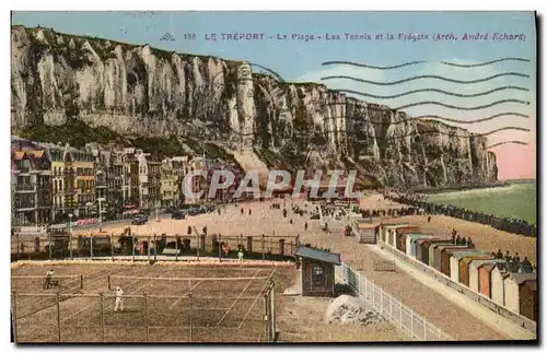 Cartes postales Le Treport Mers La plage Les tennis et la fregate Tennis