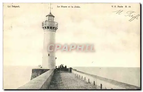 Ansichtskarte AK Le Treport Le phare et la jetee