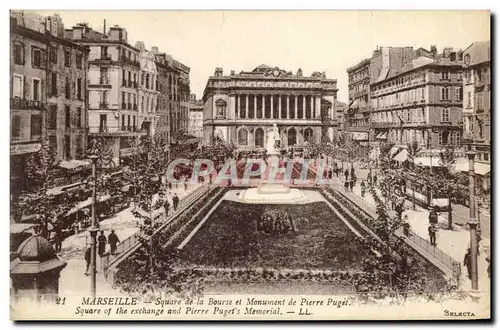 Ansichtskarte AK Marseille Square de la Bourse et monument de Pierre Puget