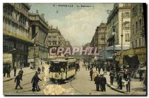 Ansichtskarte AK Marseille La Cannebiere Tramway