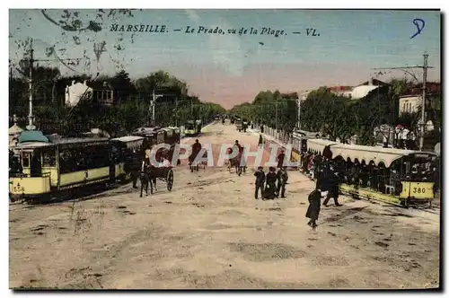 Ansichtskarte AK Marseille Le Prado Vu de la Plage Tramways