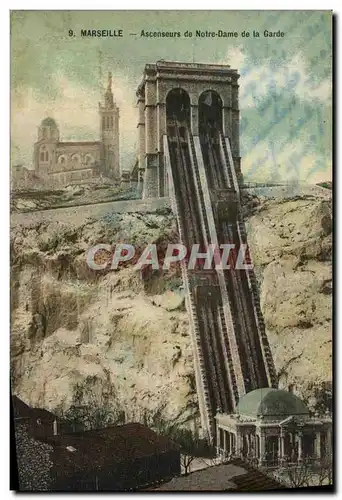 Cartes postales Marseille Ascenseurs de Notre Dame de la Garde