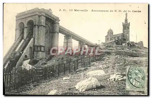 Cartes postales Marseille Ascenseurs de Notre Dame de la Garde