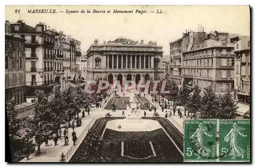 Ansichtskarte AK Marseille Square de la Bourse et Monument Puget