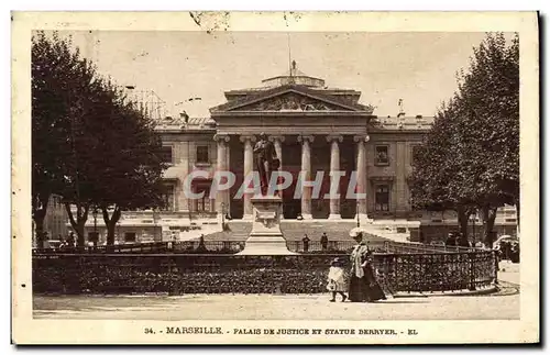 Ansichtskarte AK Marseille Palais De Justice Et Statue Berryer