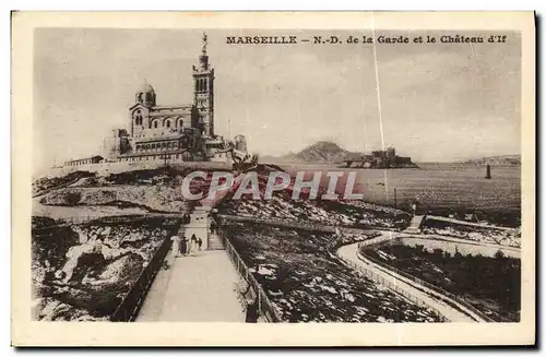 Cartes postales Marseille ND de la Garde et le Chateau d If