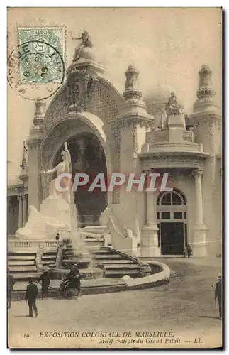 Cartes postales Marseille Exposition Coloniale Motif central du grand palais