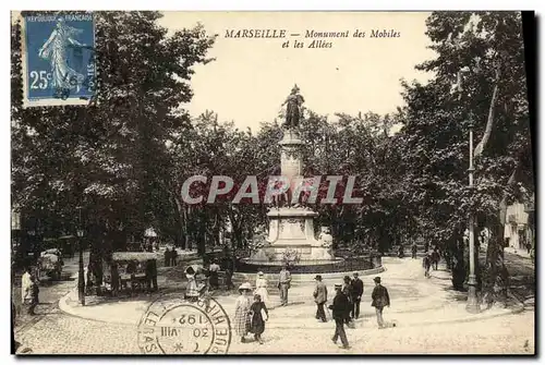 Cartes postales Marseille Monument des Mobiles et les Allees