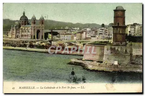 Cartes postales Marseille La Cathedrale et le Fort St Jean