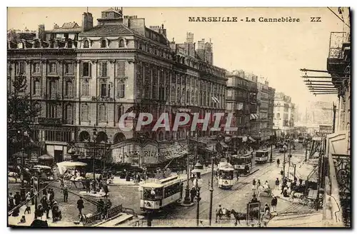 Cartes postales Marseille La Cannebiere Tramways