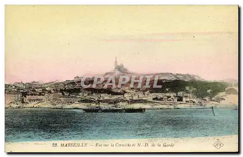 Cartes postales Marseille Vue sur la Corniche et N D de la Garde