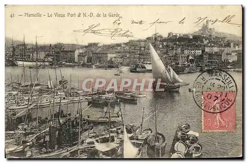 Cartes postales Marseille Le Vieux Port N D de la Garde Bateaux