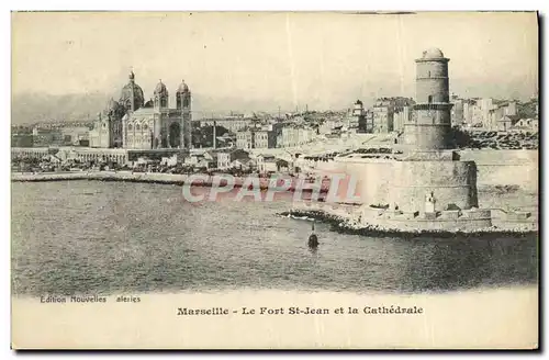 Cartes postales Marseille Le Fort St Jean et la Cathedrale