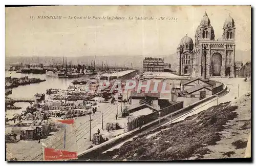 Ansichtskarte AK Marseille Le quai et le Port de la Joliette La Cathedrale