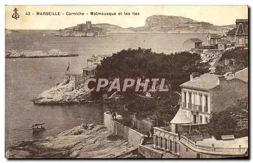 Cartes postales Marseille Corniche Malmousque et les lles